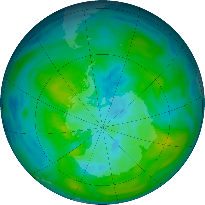 Antarctic ozone map for 26 March 1980